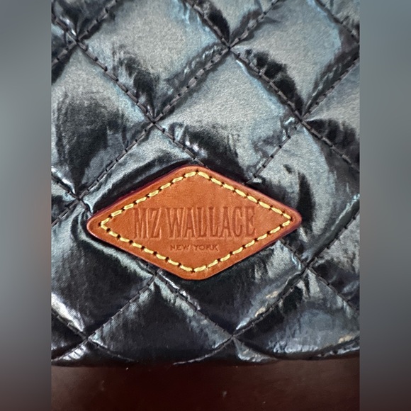 MZ Wallace Sutton Metallic Grey Tote with Crossbody Strap and Matching Pouch EUC - Picture 12 of 16